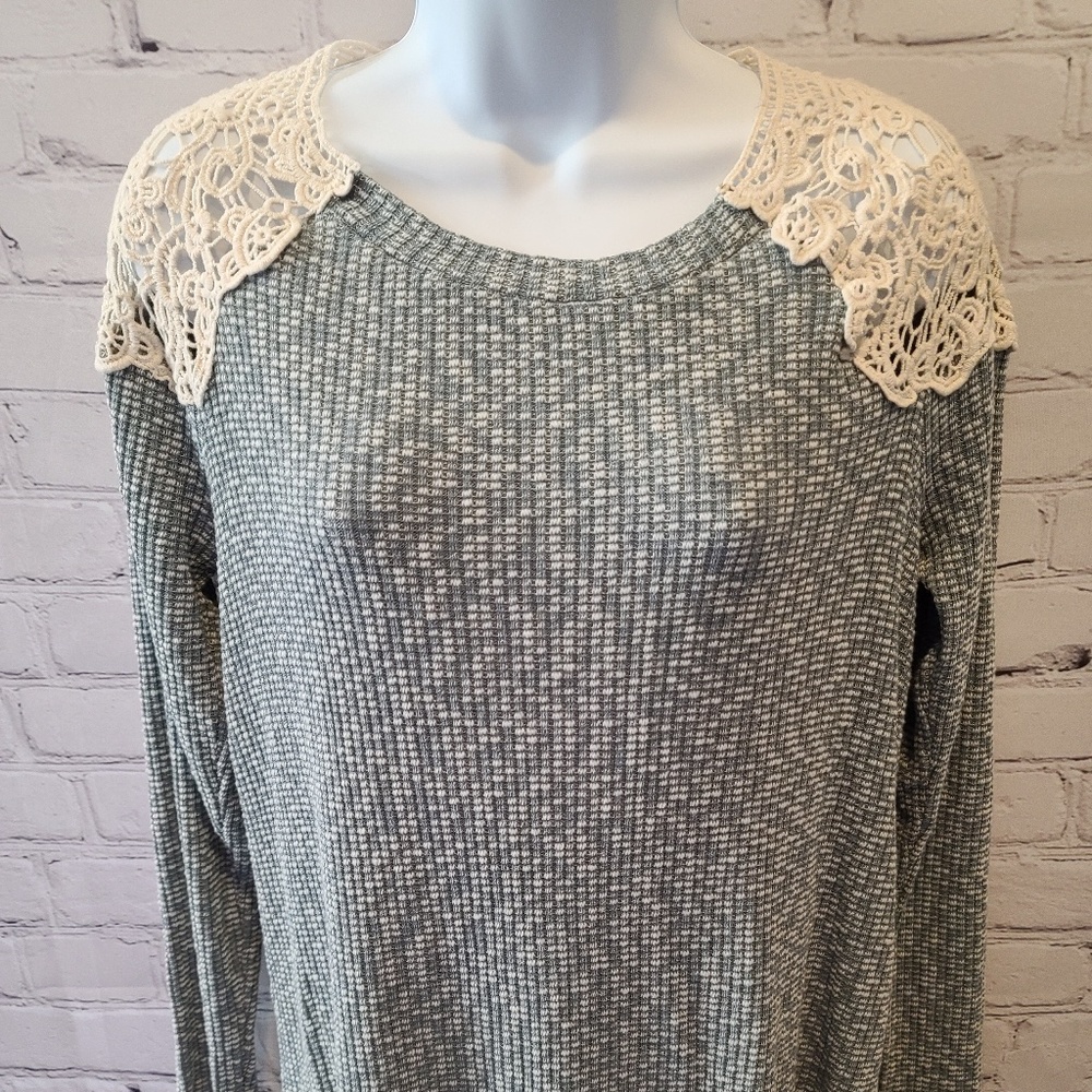 STACCATO LACED LONG SLEEVE SWEATER TOP BLUE SIZE S